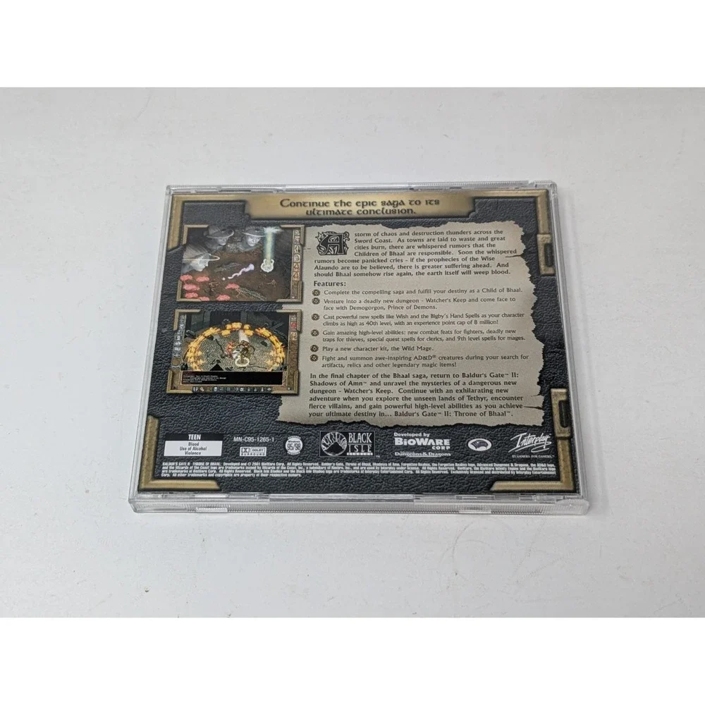 Baldur's Gate II Throne‎ of Bhaal PC CD-ROM Jewel Case 2000 VTG